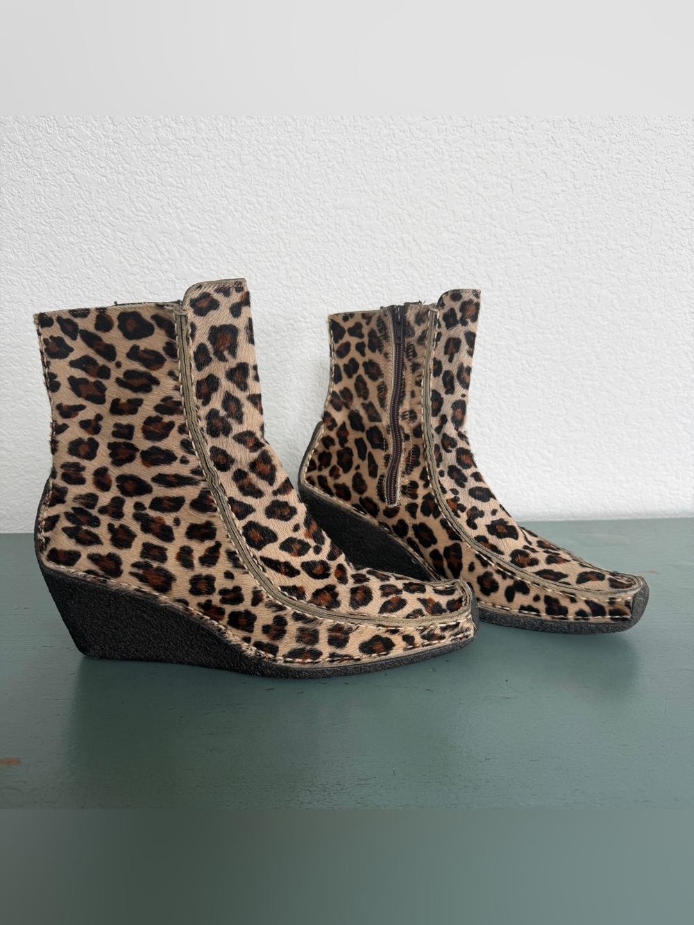 ✨ Pons Quintana Leopard Print Calf-Hair Wedge Booties ✨
